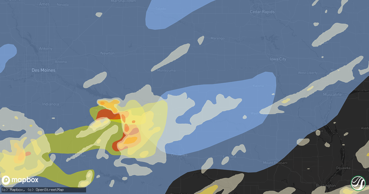 Hail map in What Cheer, IA on June 11, 2026