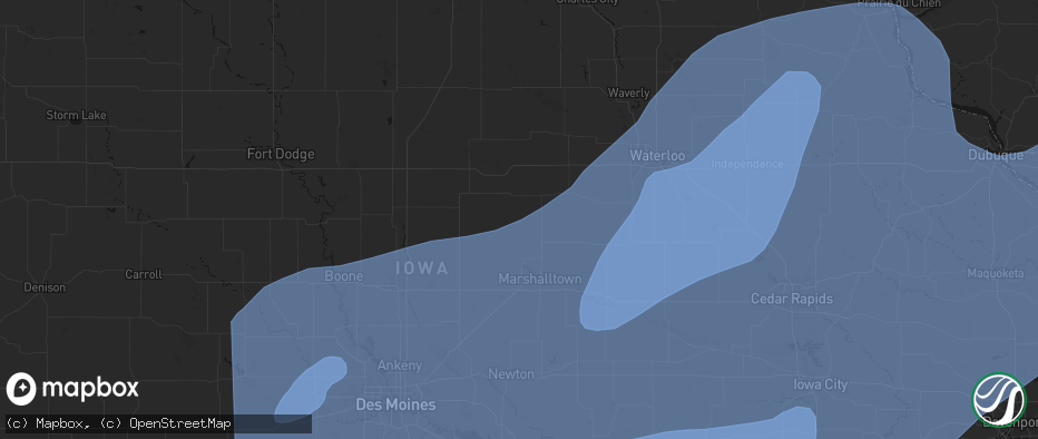 Hail map in Whitten, IA on June 11, 2026