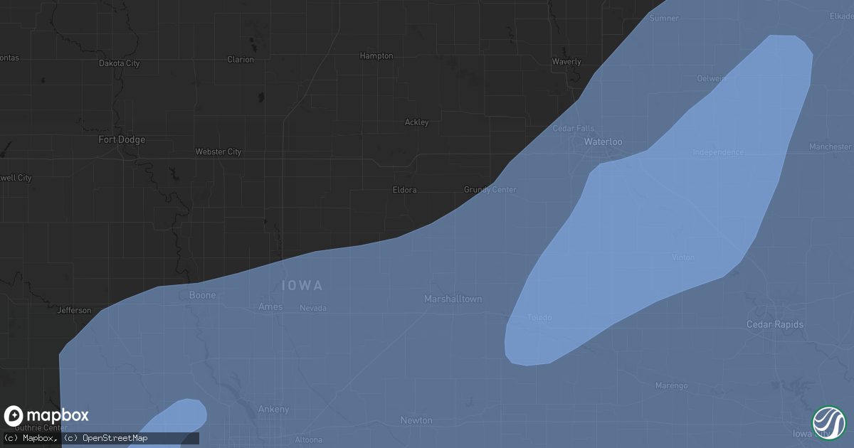 Hail map in Whitten, IA on June 11, 2026