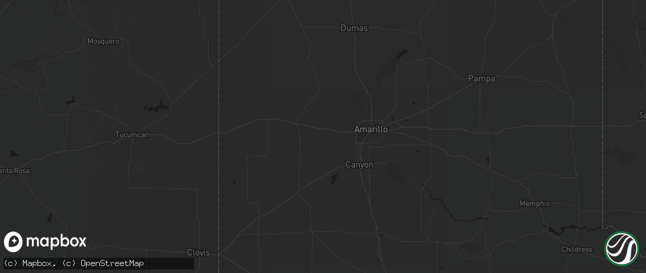 Hail map in Wildorado, TX on June 11, 2026