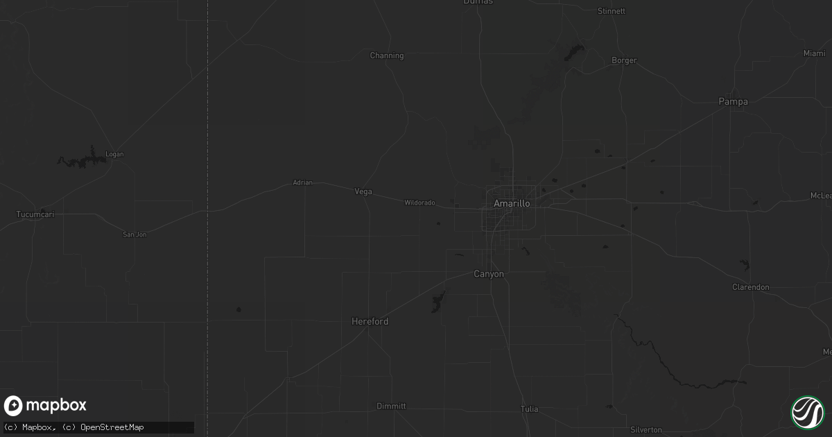 Hail map in Wildorado, TX on June 11, 2026
