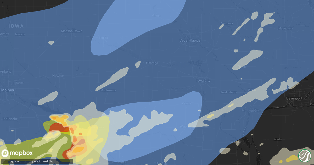 Hail map in Williamsburg, IA on June 11, 2026