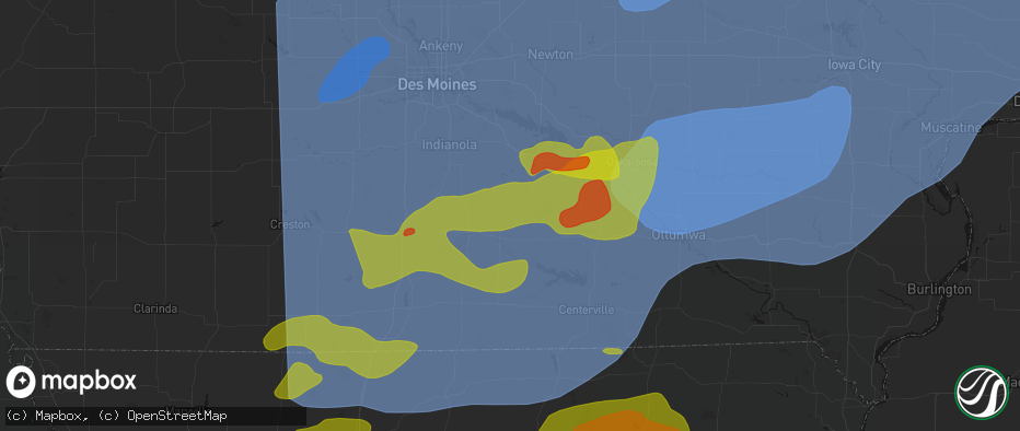 Hail map in Williamson, IA on June 11, 2026
