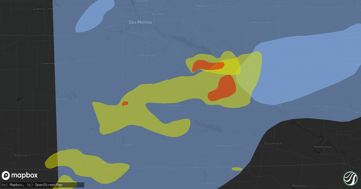 Hail map in Williamson, IA on June 11, 2026