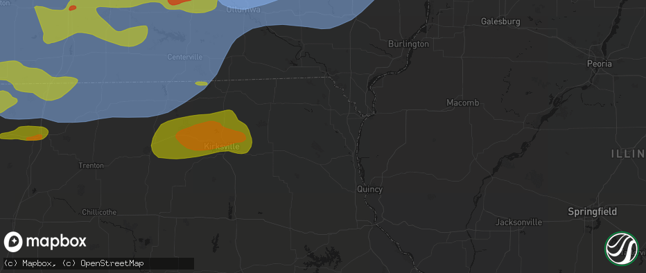 Hail map in Williamstown, MO on June 11, 2026