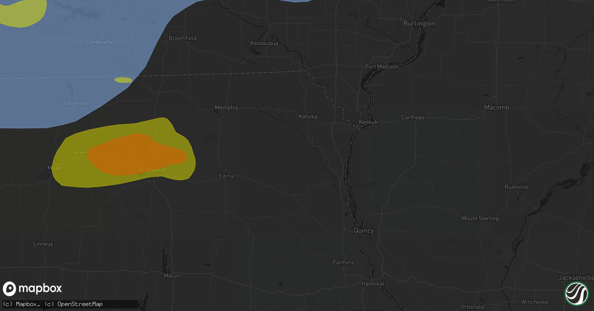 Hail map in Williamstown, MO on June 11, 2026