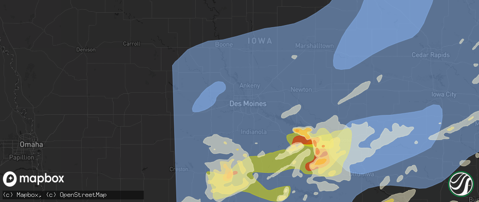 Hail map in Windsor Heights, IA on June 11, 2026
