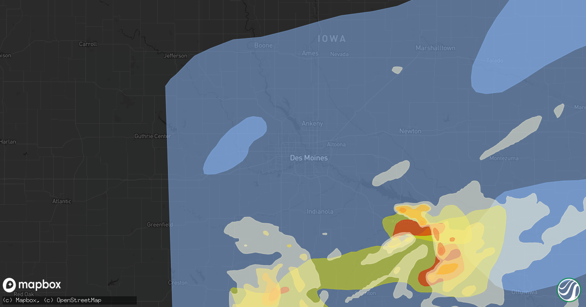 Hail map in Windsor Heights, IA on June 11, 2026