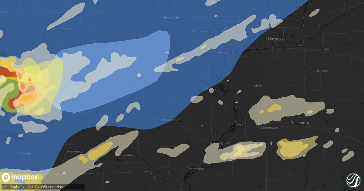 Hail map in Winfield, IA on June 11, 2026