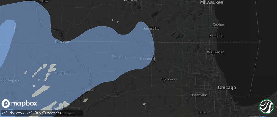Hail map in Winnebago, IL on June 11, 2026
