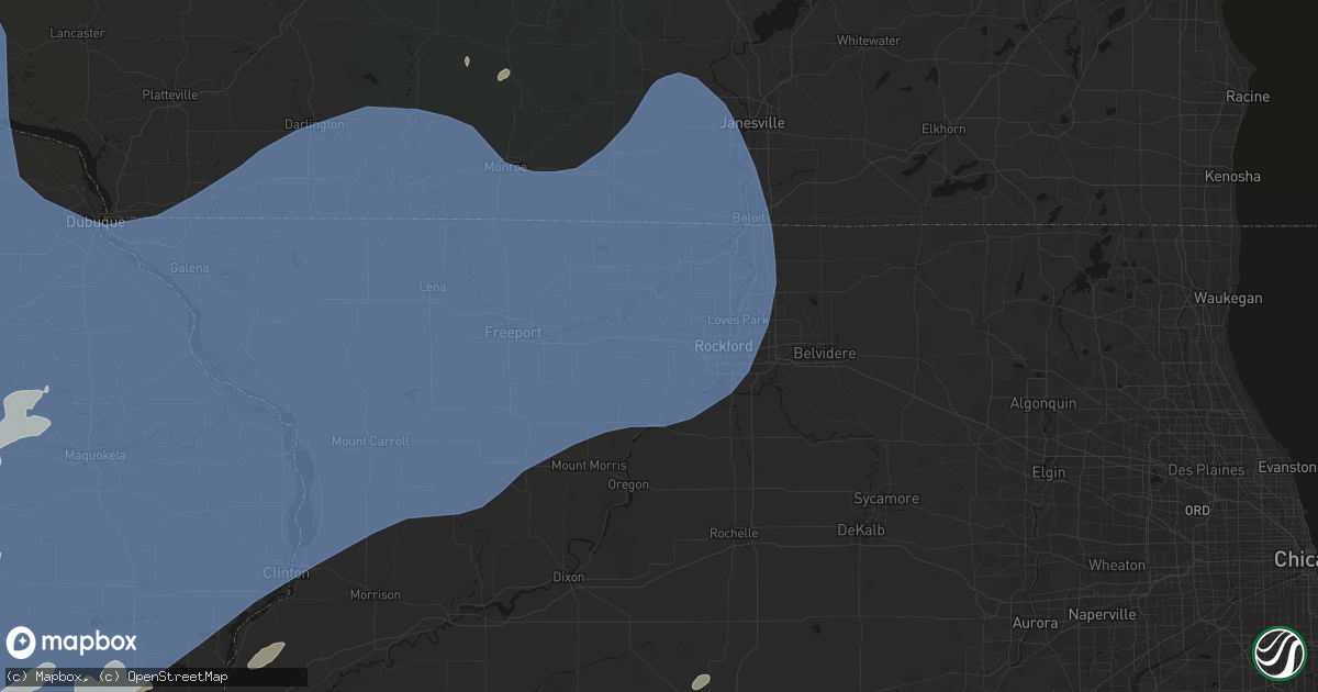 Hail map in Winnebago, IL on June 11, 2026