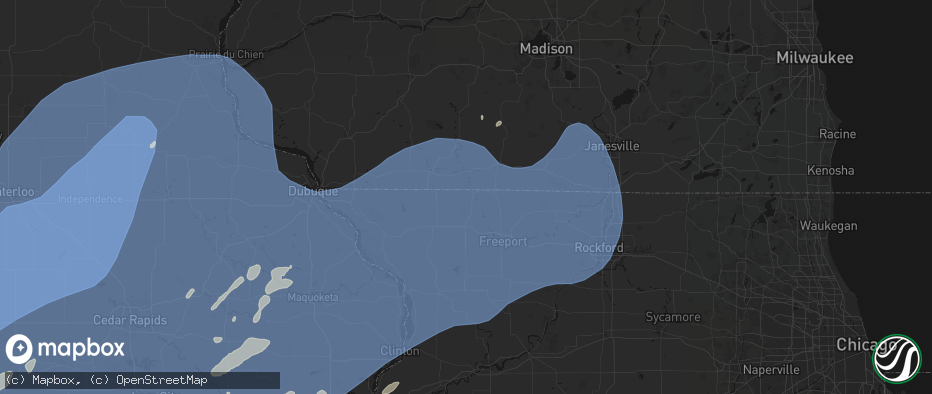 Hail map in Winslow, IL on June 11, 2026