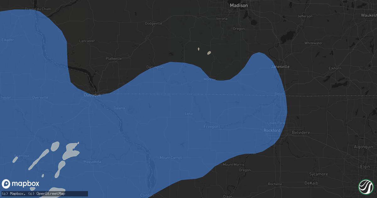 Hail map in Winslow, IL on June 11, 2026