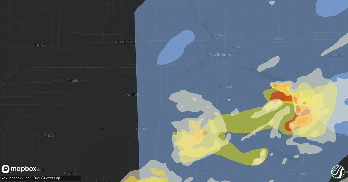 Hail map in Winterset, IA on June 11, 2026