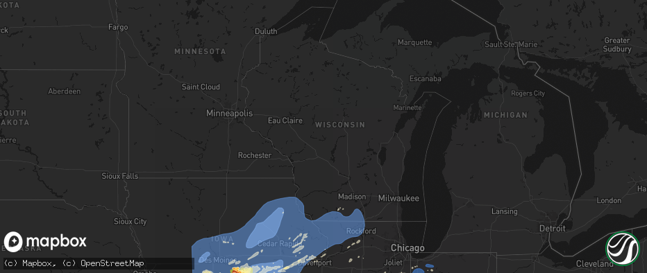 Hail map in Wisconsin on June 11, 2026