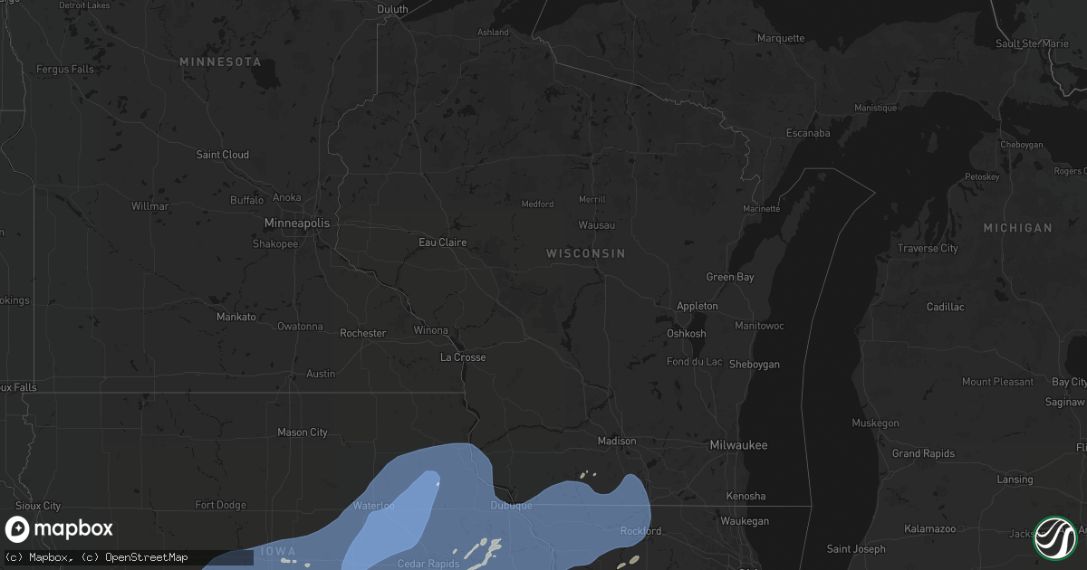 Hail map in Wisconsin on June 11, 2026