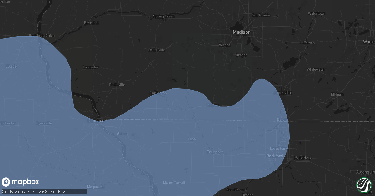 Hail map in Woodford, WI on June 11, 2026