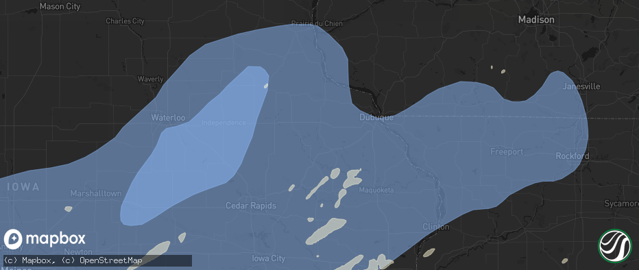 Hail map in Worthington, IA on June 11, 2026