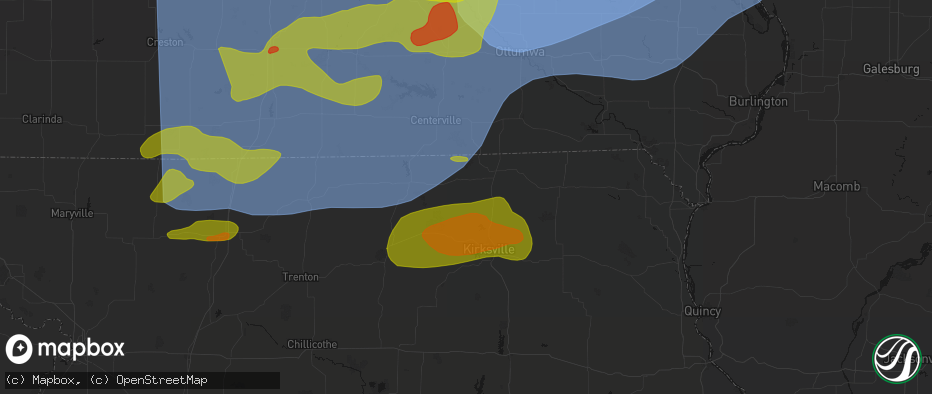 Hail map in Worthington, MO on June 11, 2026