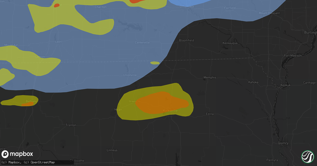 Hail map in Worthington, MO on June 11, 2026