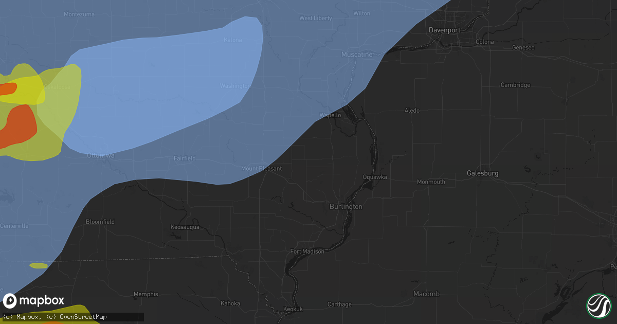 Hail map in Yarmouth, IA on June 11, 2026