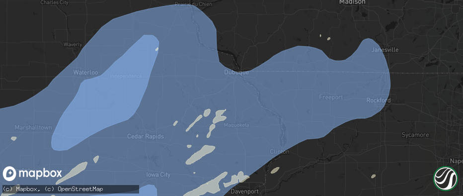 Hail map in Zwingle, IA on June 11, 2026