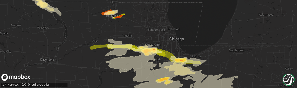 Hail map in Aurora, IL on June 12, 2013