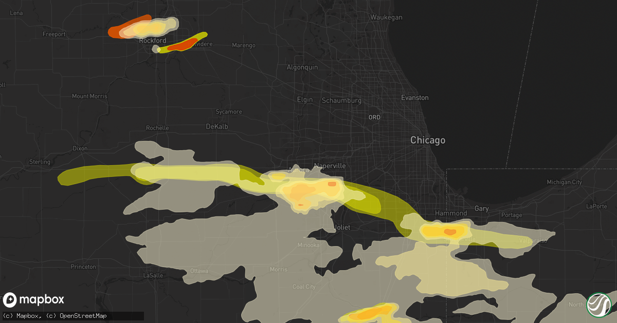 Hail map in Aurora, IL on June 12, 2013