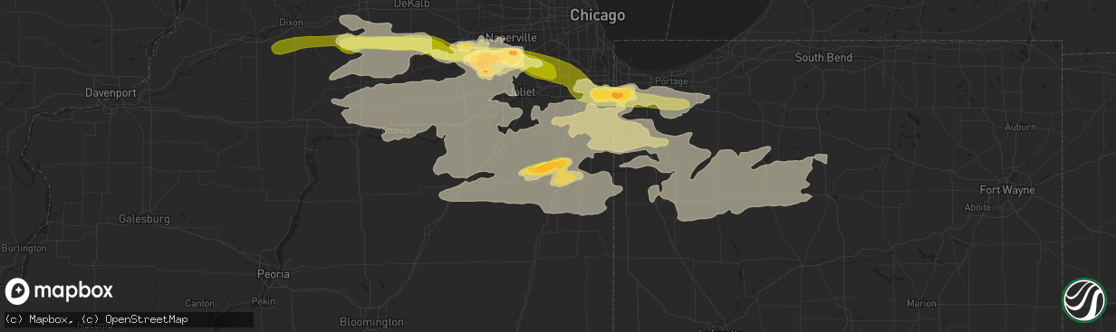 Hail map in Bourbonnais, IL on June 12, 2013