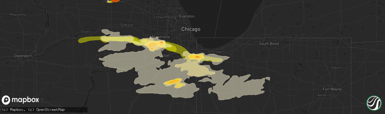 Hail map in Chicago Heights, IL on June 12, 2013