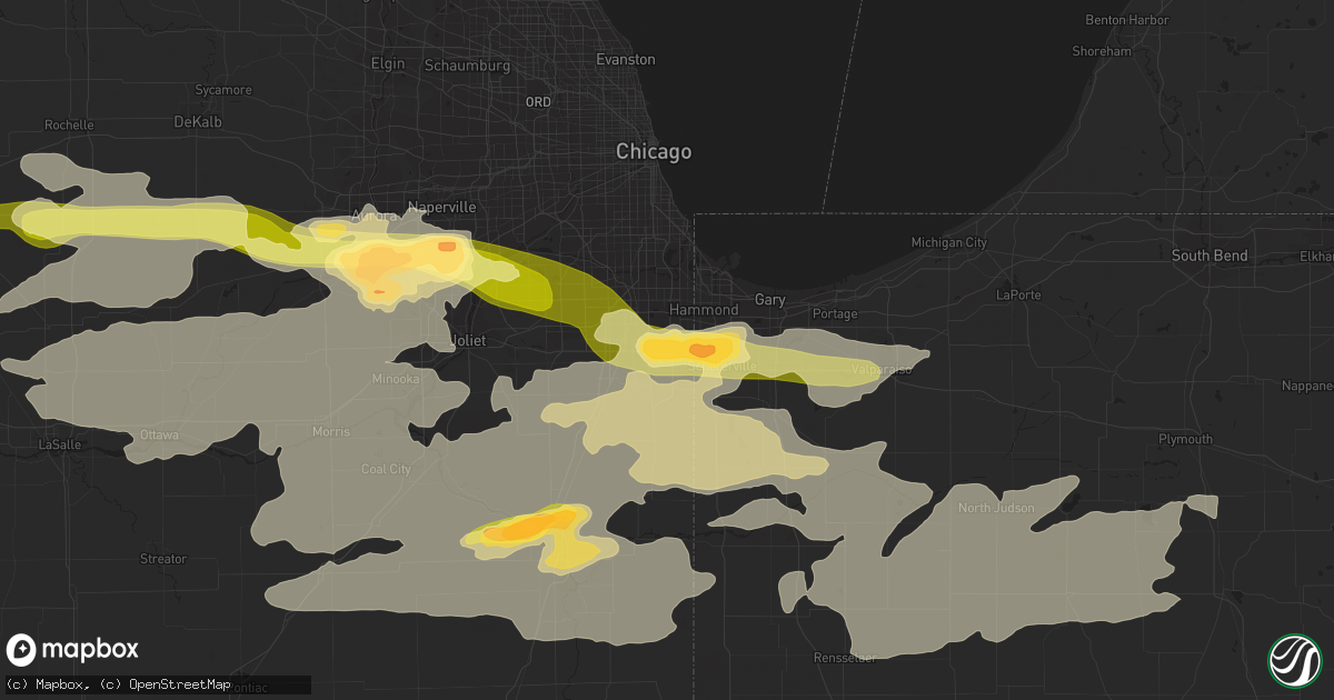 Hail map in Chicago Heights, IL on June 12, 2013