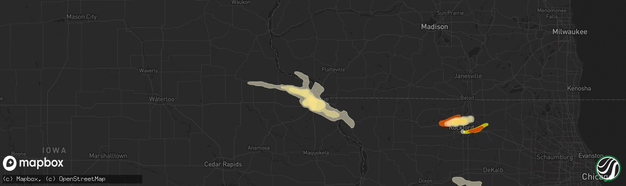 Hail map in Dubuque, IA on June 12, 2013