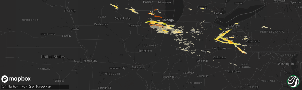 Hail map in Illinois on June 12, 2013