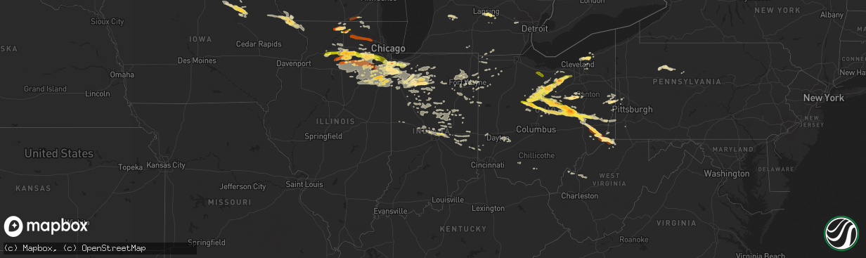 Hail map in Indiana on June 12, 2013