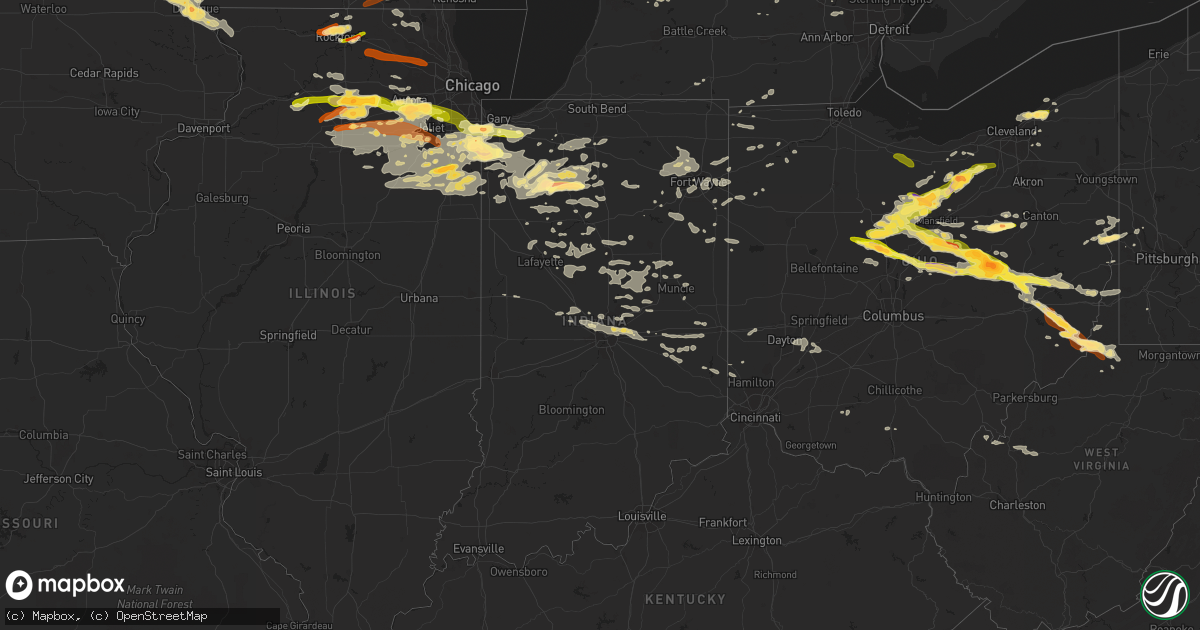 Hail map in Indiana on June 12, 2013