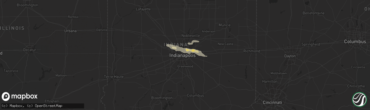 Hail map in Indianapolis, IN on June 12, 2013