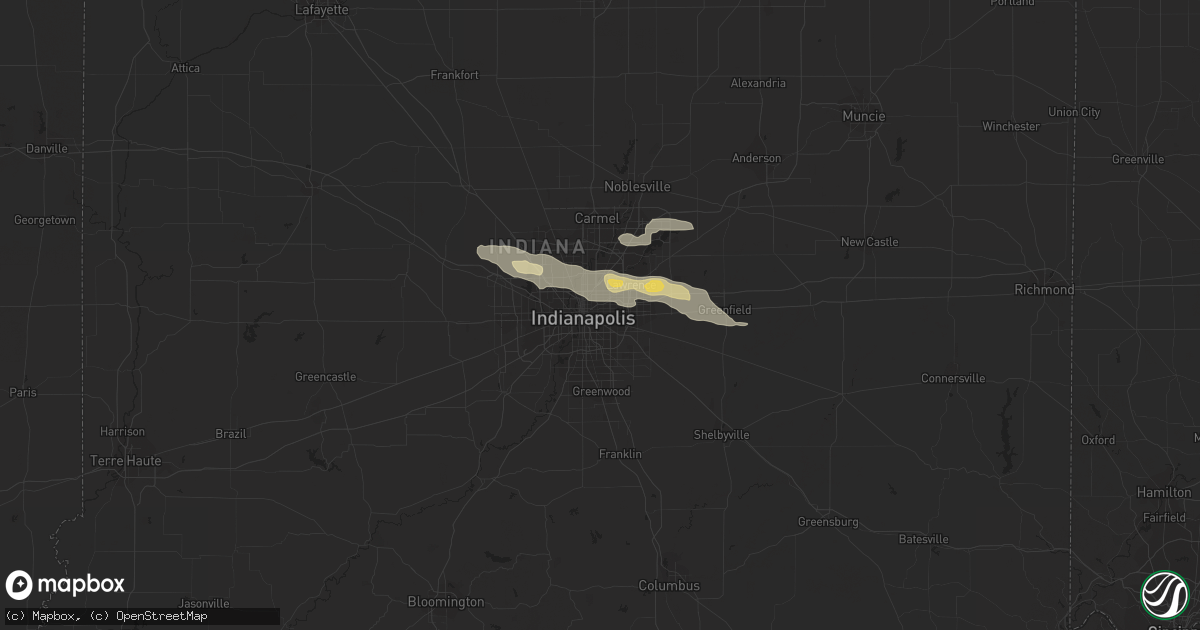 Hail map in Indianapolis, IN on June 12, 2013