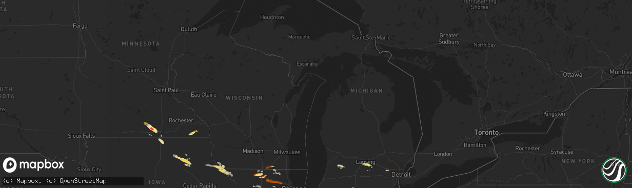 Hail map in Michigan on June 12, 2013