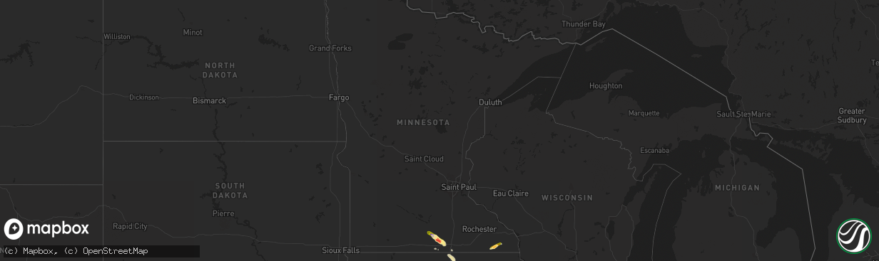 Hail map in Minnesota on June 12, 2013