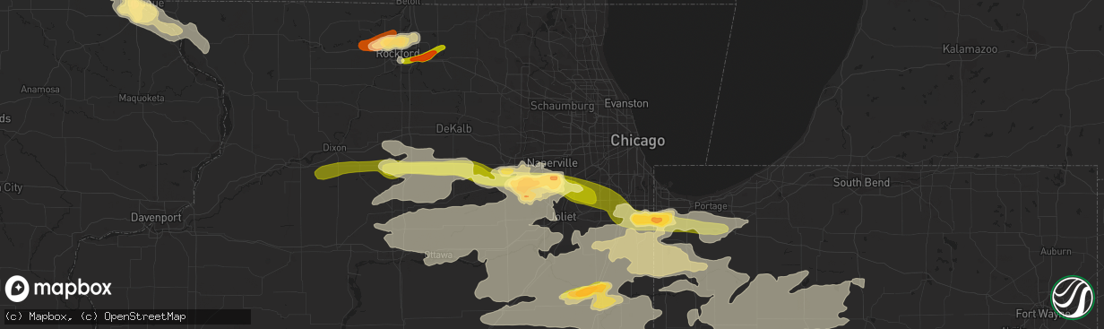 Hail map in Naperville, IL on June 12, 2013