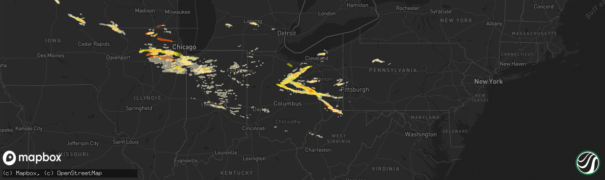 Hail map in Ohio on June 12, 2013