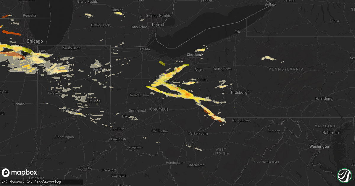 Hail map in Ohio on June 12, 2013