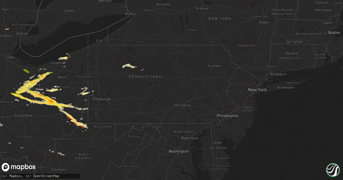 Hail map in Pennsylvania on June 12, 2013