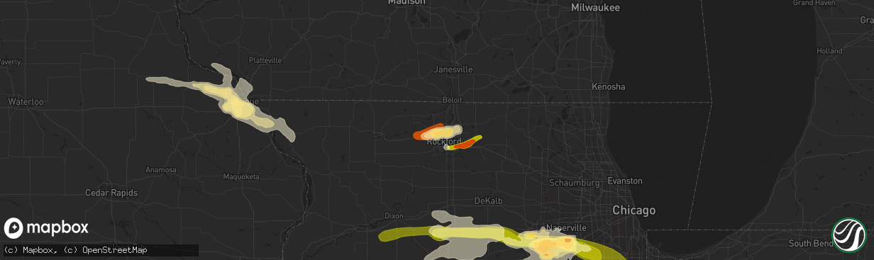 Hail map in Rockford, IL on June 12, 2013