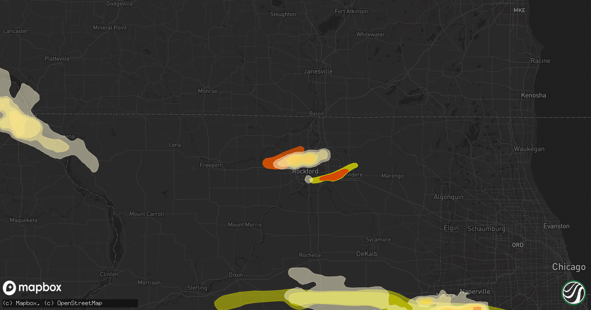 Hail map in Rockford, IL on June 12, 2013