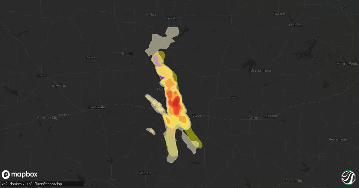 Hail map in Abilene, TX on June 12, 2014