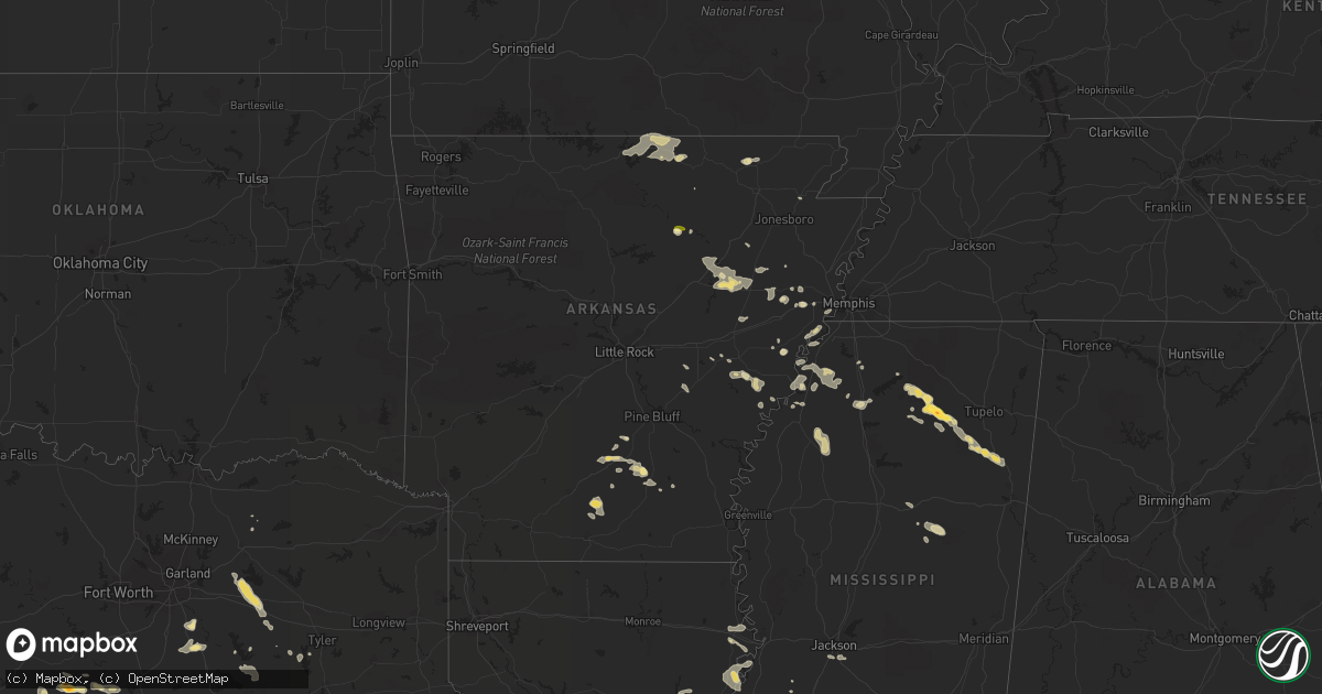 Hail map in Arkansas on June 12, 2014