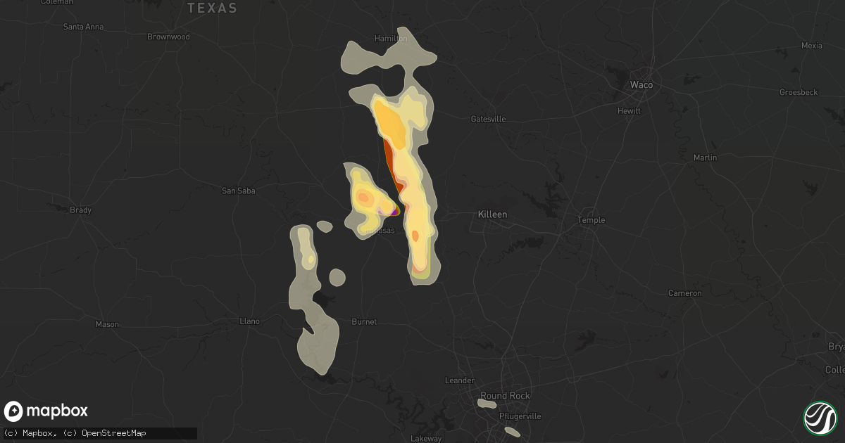 Hail map in Kempner, TX on June 12, 2014