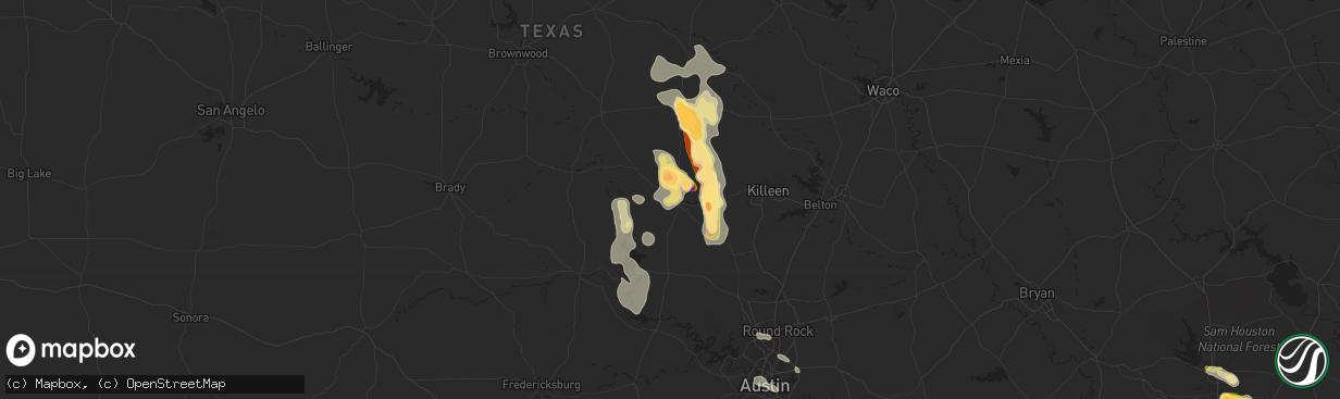 Hail map in Lampasas, TX on June 12, 2014