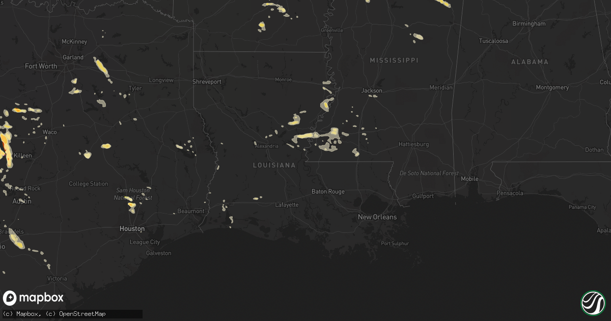 Hail map in Louisiana on June 12, 2014